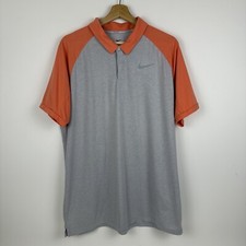 Nike Golf Dri Fit Dry Raglan Polo Shirt Orange Gray Mens Large L