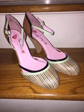 Poetic Licence Slingbacks High Heels Rainbow Stripe Worn once Women's SZ 10 4.5"