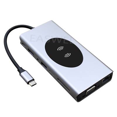 15-in-1-Hub-Adapter Typ C für Laptop-Dockingstation mit drahtloser PD-Aufladung