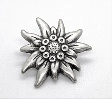 Lot of 2 Pins EDELWEISS Small Alpine Flower Metal Hat Pins AUSTRIA GERMANY NEW