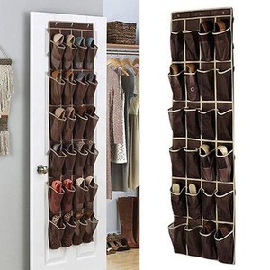 24 Pocket Over The Door Hanging Shoe Rack Organizer Storage Wall