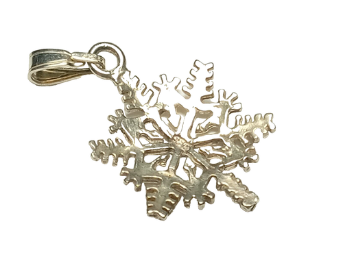 Ciondolo fiocco di neve in argento sterling - lungo 1 pollice - .925 - Foto 2 di 3