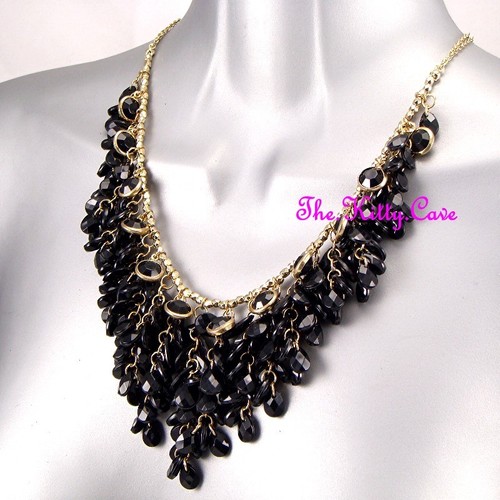 "Collar con flecos ""V"" beduino beduino bereberes exótico étnico cascada negro - Imagen 3 de 9