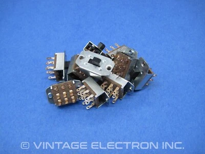 (10) NOS 3PDT Slide Switches: CW Industries (USA) 0.5A DC, 3A AC, 125V (GF-161)