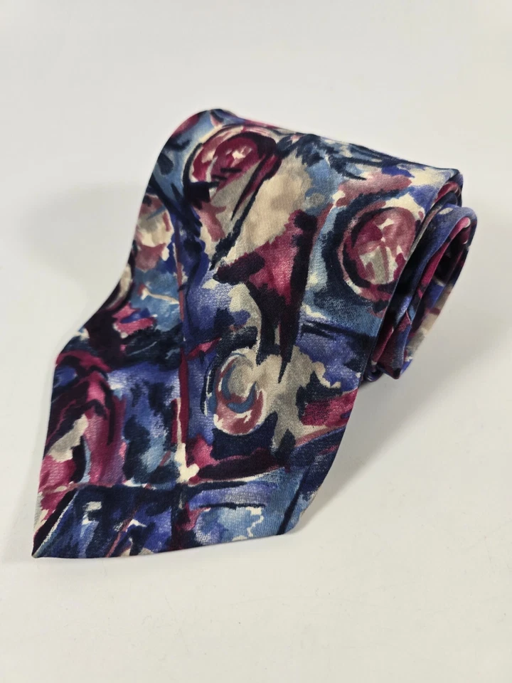 🎷 Miles Davis 真丝领带 – 充满活力的抽象爵士灵感设计 - 55 英寸 4 英寸 — 第 4/4 张图片