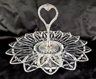 Vintage Federal Glass 1 Tier Serving Tray Clear Petal Pattern Shiny Starburst!