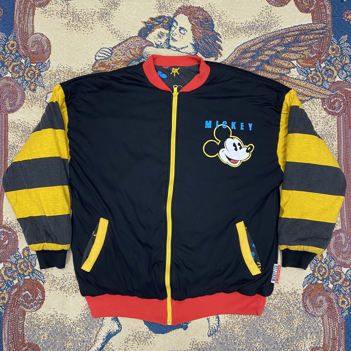 Vintage 90s Walt Disney Mickey Mouse Reversible Bomber Jacket 