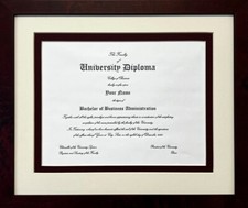 Graduation Diploma Certificate Frame 8.5 x 11 Mat Creme and Brown/Cherry Frame