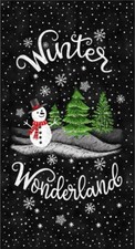 23" Fabric Panel Timeless Treasures Christmas Winter Wonderland Snowman Scene