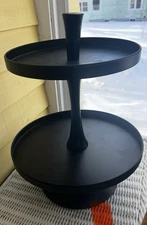 Modern Farmhouse Matte Black Two Tier Metal Display Stand