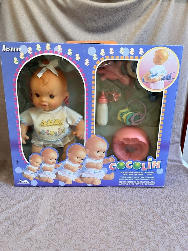New Old Stock Jesmar Cocolin Interactive Baby Doll W/Accessories Made In Spain