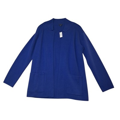 NWT Talbots Cardigan Women's Small Blue Open Front Notched Collar Work Classic