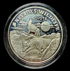 1993 Nevada Wildlife-Coyote 2ozt  .999 FINE Silver  Medal w/ Gold Nugget