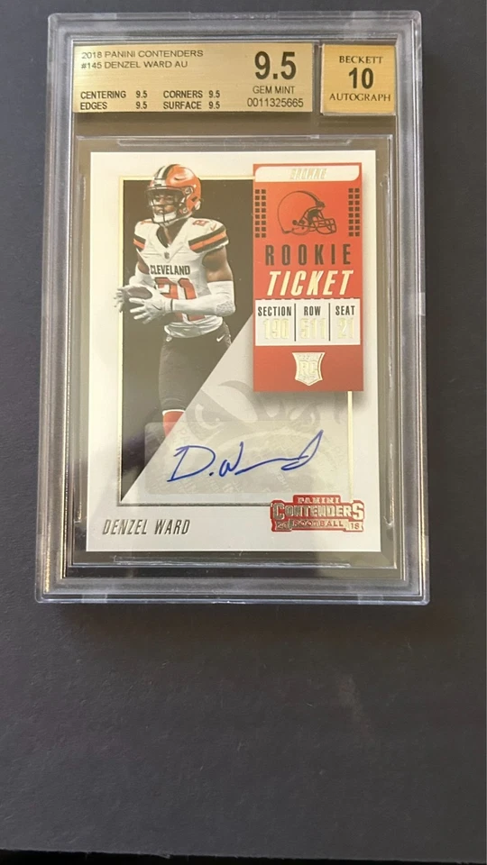 2018 Panini Contenders Rookie Ticket Auto 10 Denzel Ward #145 BGS 9.5 GEM MINT - Image 4 of 4