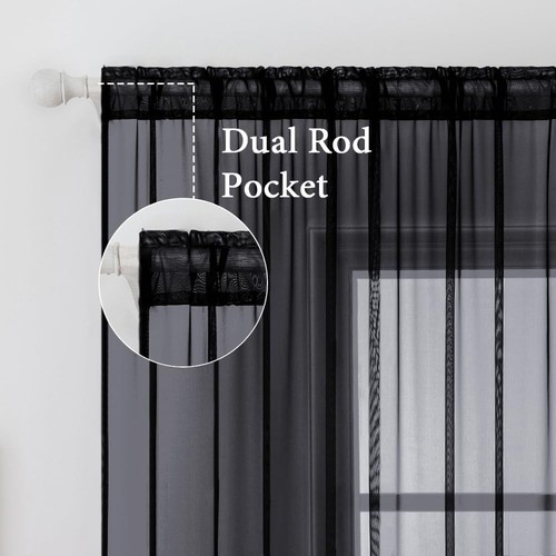 2 Panels Solid Color Sheer Window Curtains Elegant Window Voile Panels/Drapes... - Picture 2 of 7