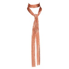 Sequins Scarf, Punk Metal Neck Tie Long Skinny Scarves, Red Brown