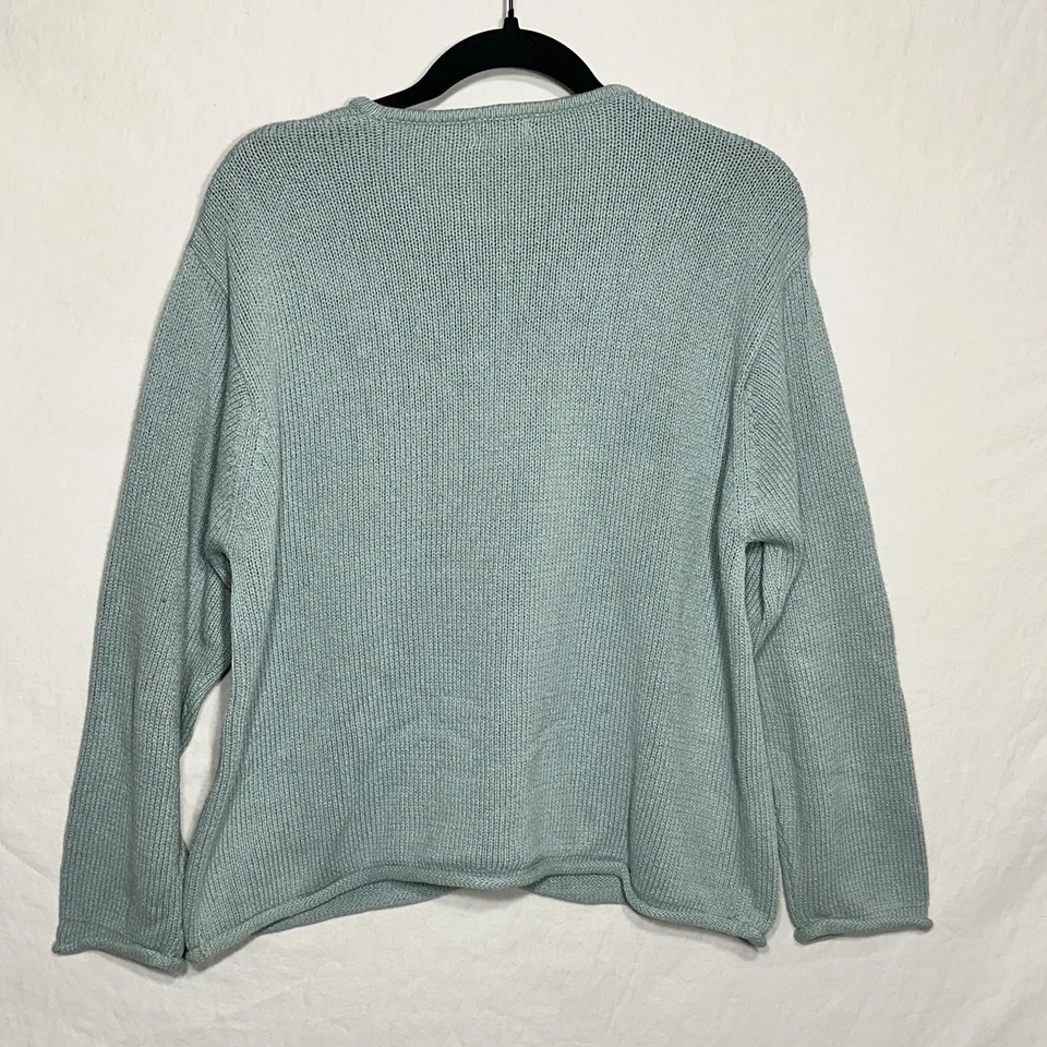 L.L. Cárdigan manga larga Bean para mujer L Seafoam verde tejido de canasta Foto 4 de 4