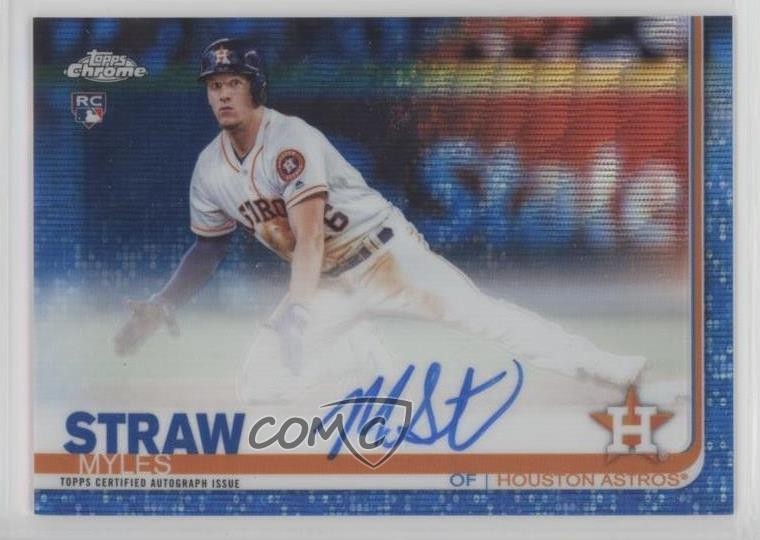 2019 Topps Chrome Rookie Blue Wave Refractor /150 Myles Straw #RA-MS Auto RC