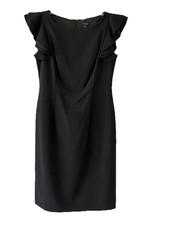 NWT Ann Taylor Women Black Solid Ruffle Sleeve Sheath Dress Dress Size 4