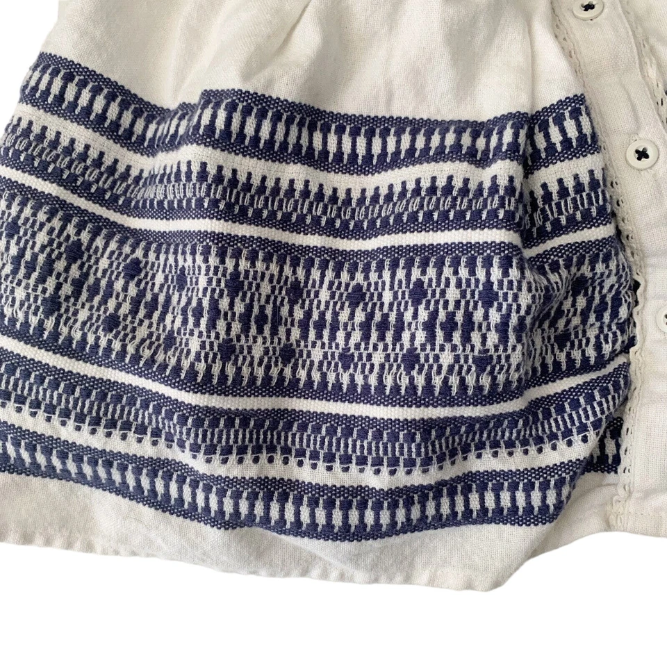 Willow Blossom White Blue Embroidered Sleeveless Button Front Dress Girls 5 - Image 2 of 4