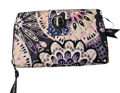 Vera Bradley RFID Turn-Lock Clutch Wallet In Mimosa Medallion EUC