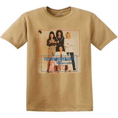 Queen T Shirt Tie Your Mother Down Band Logo Official Old Gold XL