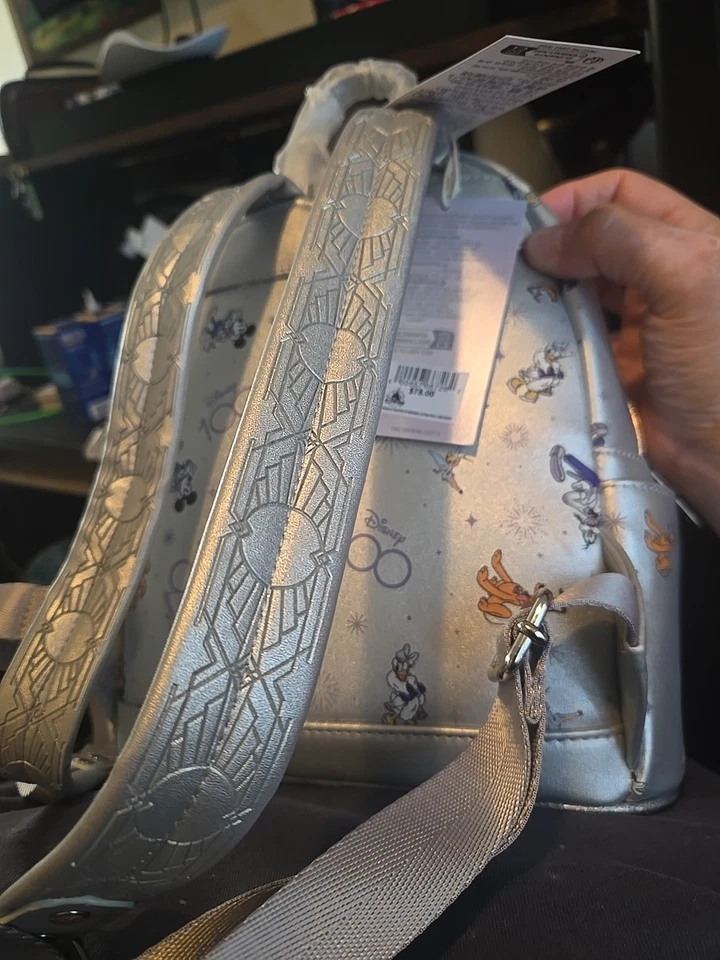 Loungefly DISNEY 100th ANNIVERSARY PLATINUM Mini Backpack NEW Mickey & Friends - Image 2 of 2