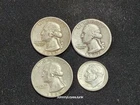 90% Junk Silver Pre 64 Mixed Lot 3 Silver Quarters &1 Dime AU Circulated Used