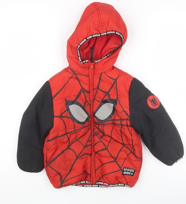 Marvel Jungen Spider-Man rote gefütterte Jacke mit Kapuze 2-3 Jahre