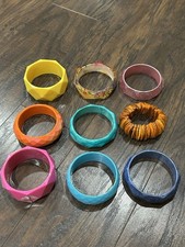 Lot Of 9 VTG 80 s Chunky Bangle Bracelets Bright Colorful Plastic Or Lucite
