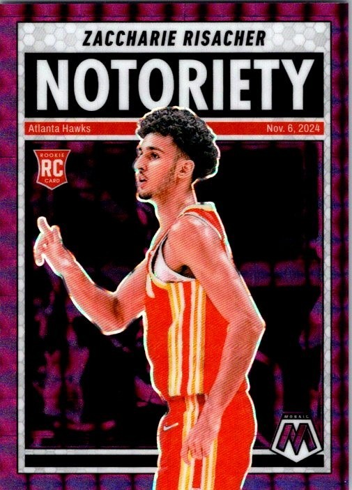 2024-25 Panini Mosaic #10 Zaccharie Risacher /99 Purple Prizm