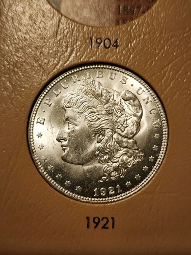 1921 Morgan Silver Dollar Choice BU & Dansco Morgan Dollar Album (7179)