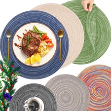 Placemats for Dining Table 6PC Linen Cotton Woven Non-slip Ironing Placemat Teac