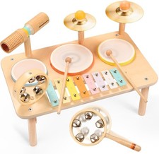 Kids Drum Set   10-in-1 Montessori Toys 1-3 Year Old  Wooden Musical