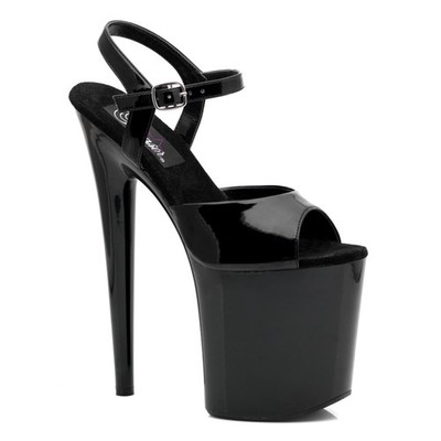 FLAMINGO-809 sexy Pleaser High-Heels Plateau Sandaletten schwarz Lack günstig