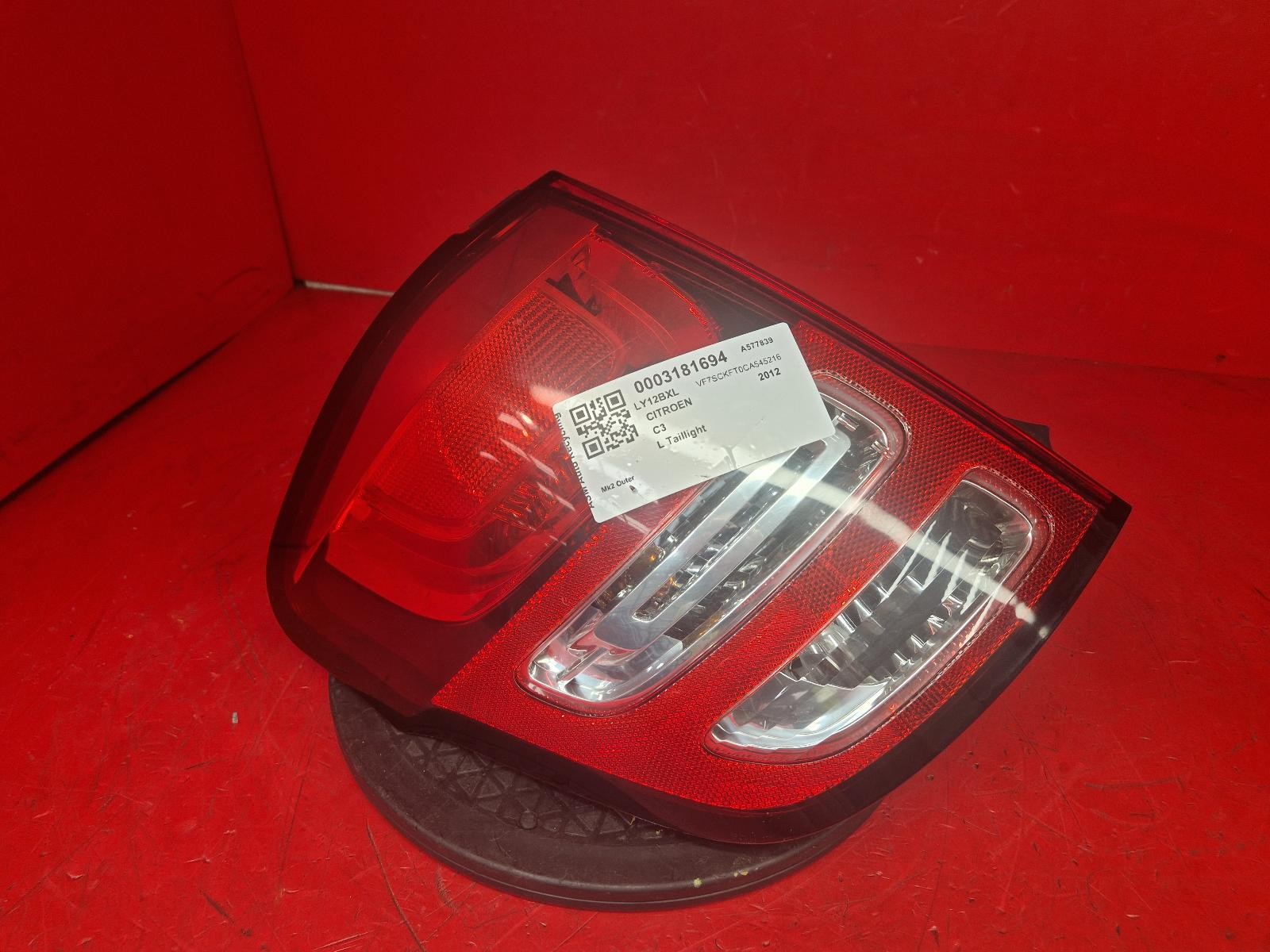 CITROEN C3 TAIL LIGHT PASSENGER SIDE NEARSIDE LH 2012 5 DOOR HATCHBACK