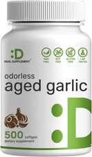 Odorless Garlic 6000mg Per Servings, 500 Softgels  2 Years Aged Garlic Extra...