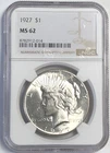 1927 Peace "NGC MS62"🔥STUNNING LUSTER/ SURPRISED NOT A HIGHER GRADE/ HI PTS👍✅