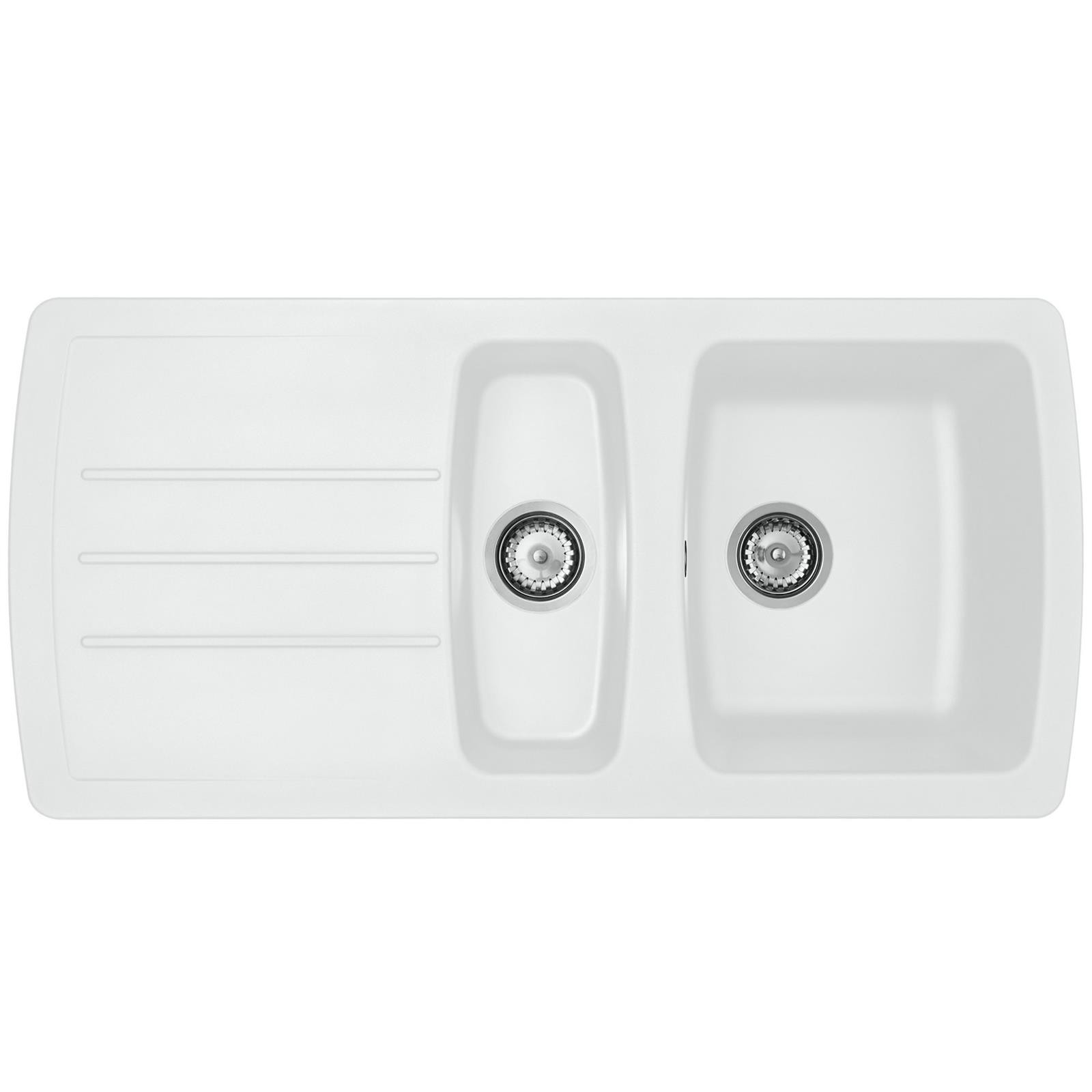 Liquida ZEN150WH 1.5 Bowl Reversible White Composite Kitchen Sink 1031x500mm