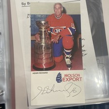 Henri Richard Autographed Signed 4x8 Photo Montreal Canadiens - Molson Export
