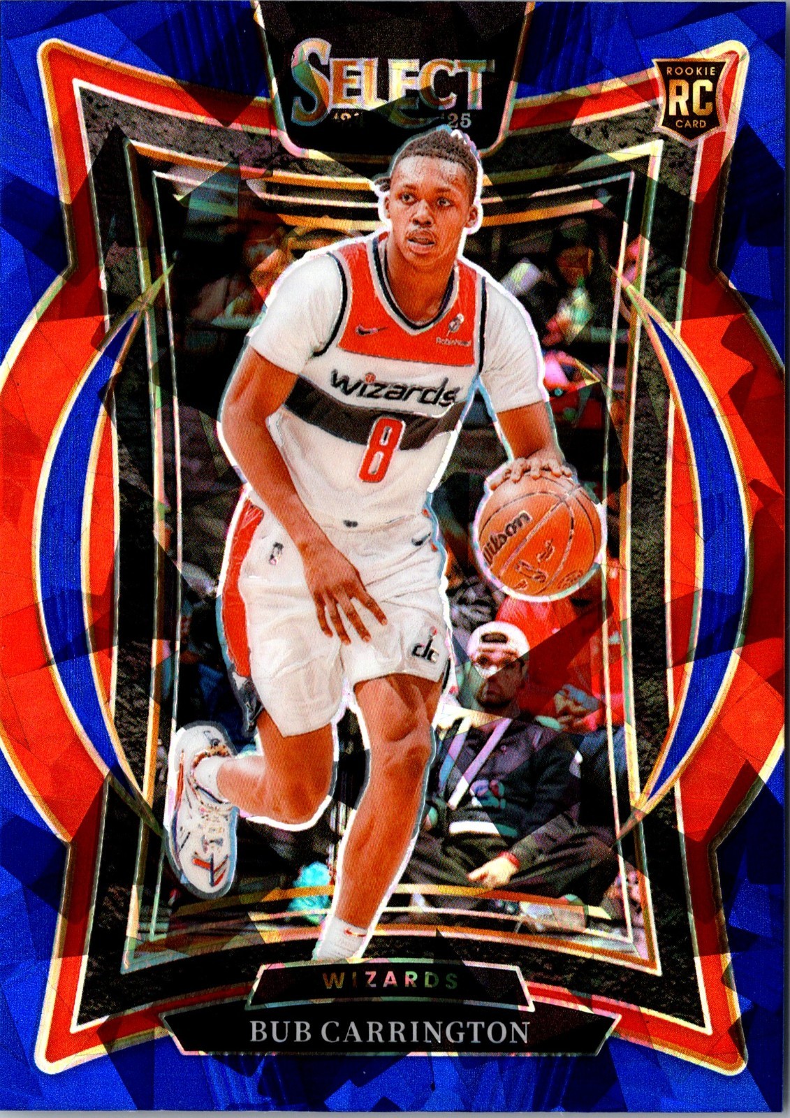 2024-25 Panini Select - Concourse Bub Carrington #81 Blue Cracked Ice Prizm (RC)