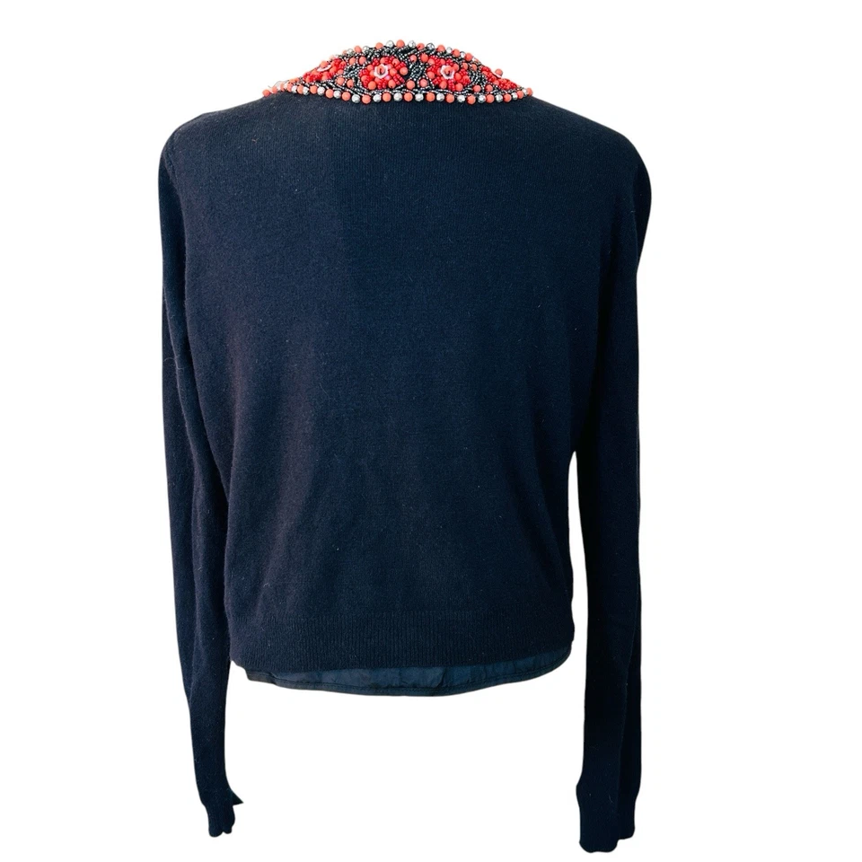 Lucky Brand Beaded Cashmere Wool Cardigan XL Retro Whimsigoth Grandma Romantic - Imagem 3 de 4