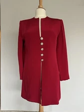 Mark Heister Vintage 1990s Red Pantsuit With Rhinestone Buttons Size M