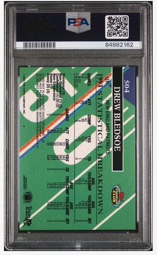 1993 TOPPS STADIUM CLUB 1ST DAY ISSUE #504 DREW BLEDSOE ROOKIE POP 8 PSA 9 MINT - Picture 2 of 2