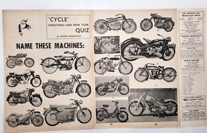 1959 Cycle Pictorial Motorcycle Quiz Maserati Indian Cleveland Thor DKW Print Ad