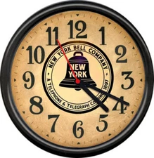 Retro Vintage New York Bell Telephone Telegraph System Operator Sign Wall Clock