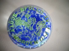 Marked GENTILE Glass Paperweight Apollo 15 Moon Walking Scott Worden Irwin Green