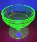 Vintage Depression Vaseline Glass Sherbet Dessert Cup Green Footed URANIUM