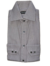  585 NWT TOM FORD Burgundy ck 2 button Spread Collar cuff 15.75 eu40 dress shirt