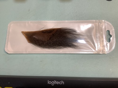 1” x 3” silver monkey fur patch for fly tying, lovely brown salt n peppery look